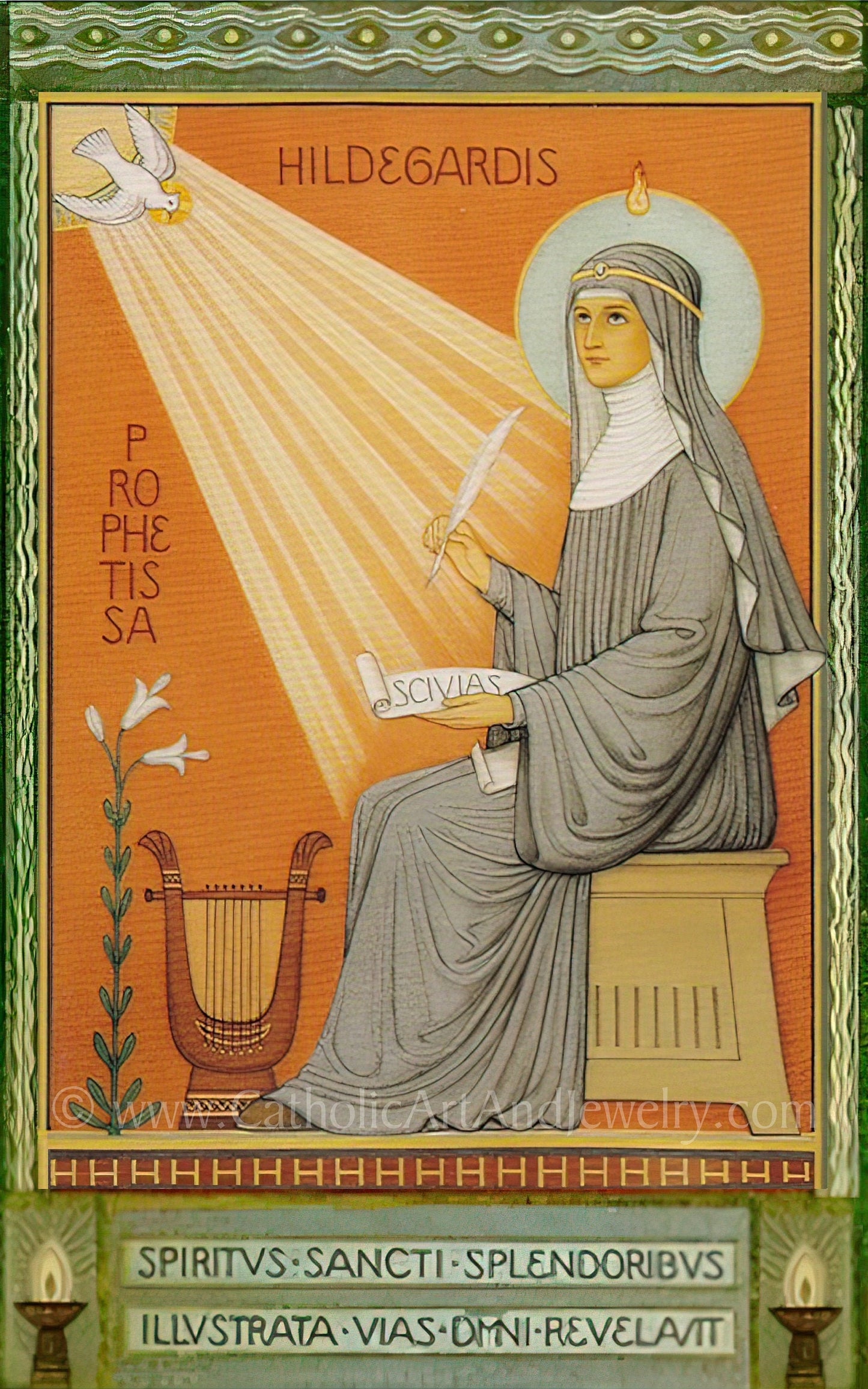 Hildegard of Bingen – Based on a Vintage Holy Card– Catholic Art Print