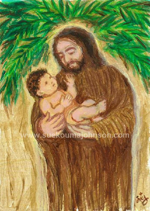 Joseph and the Child Jesus Art Print