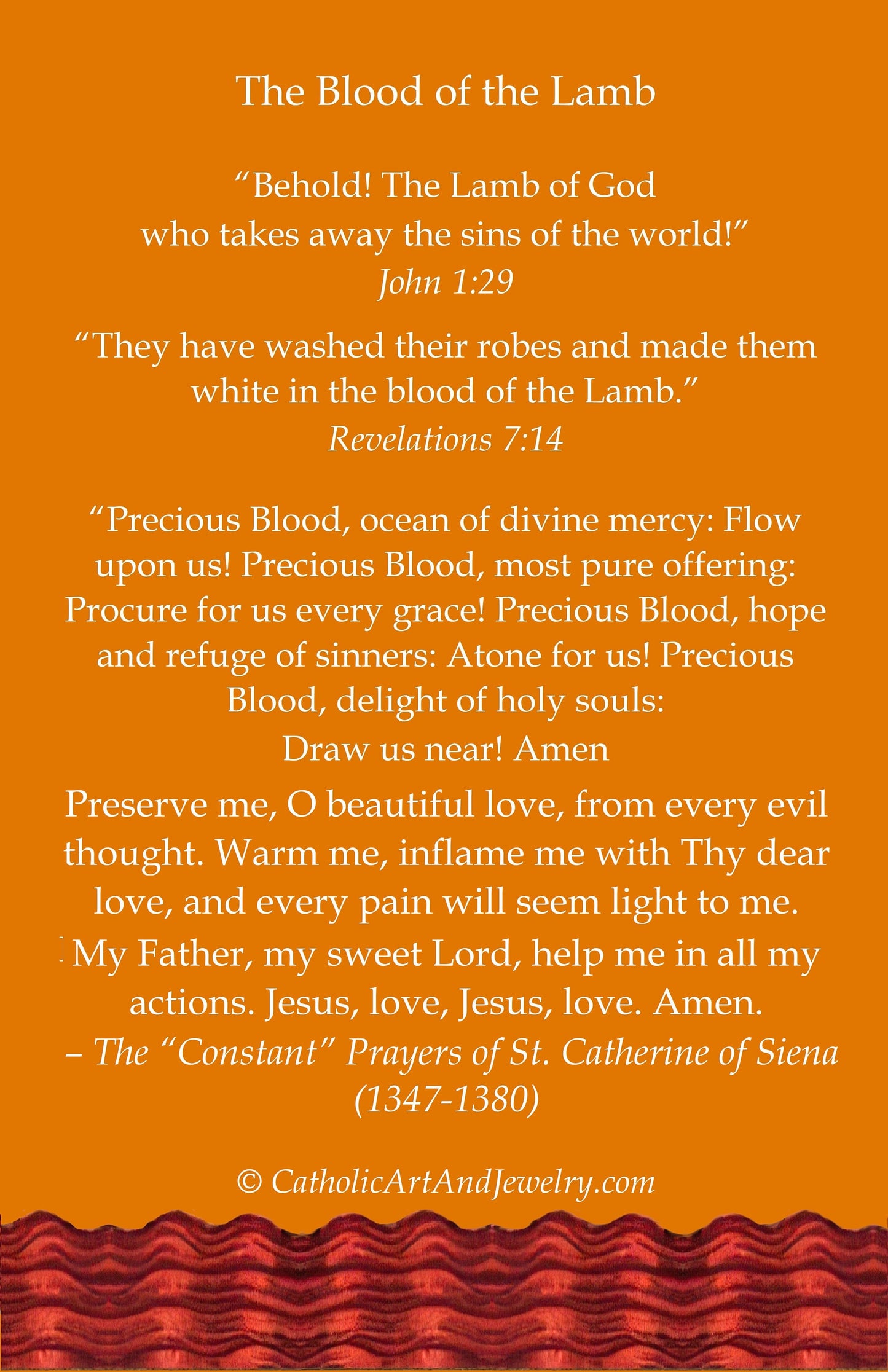Blood of the Lamb – Restored Vintage Holy Card – pack of 10/100/1000