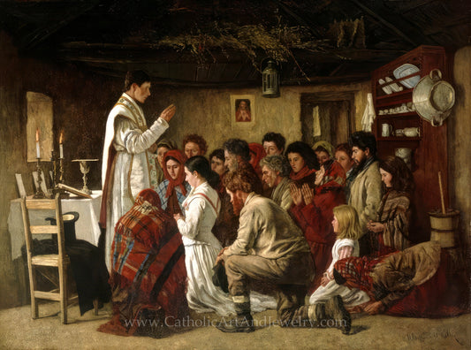 Home Mass, “Mass in a Connemara Cabin” – Aloysius O'Kelly  – Beautiful Catholic Art – Archival Quality