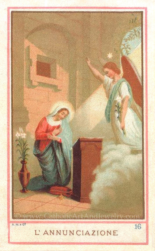 The Annunciation – based on a 19th Century Holy Card – Vintage Catholic Art Print – Archival Quality