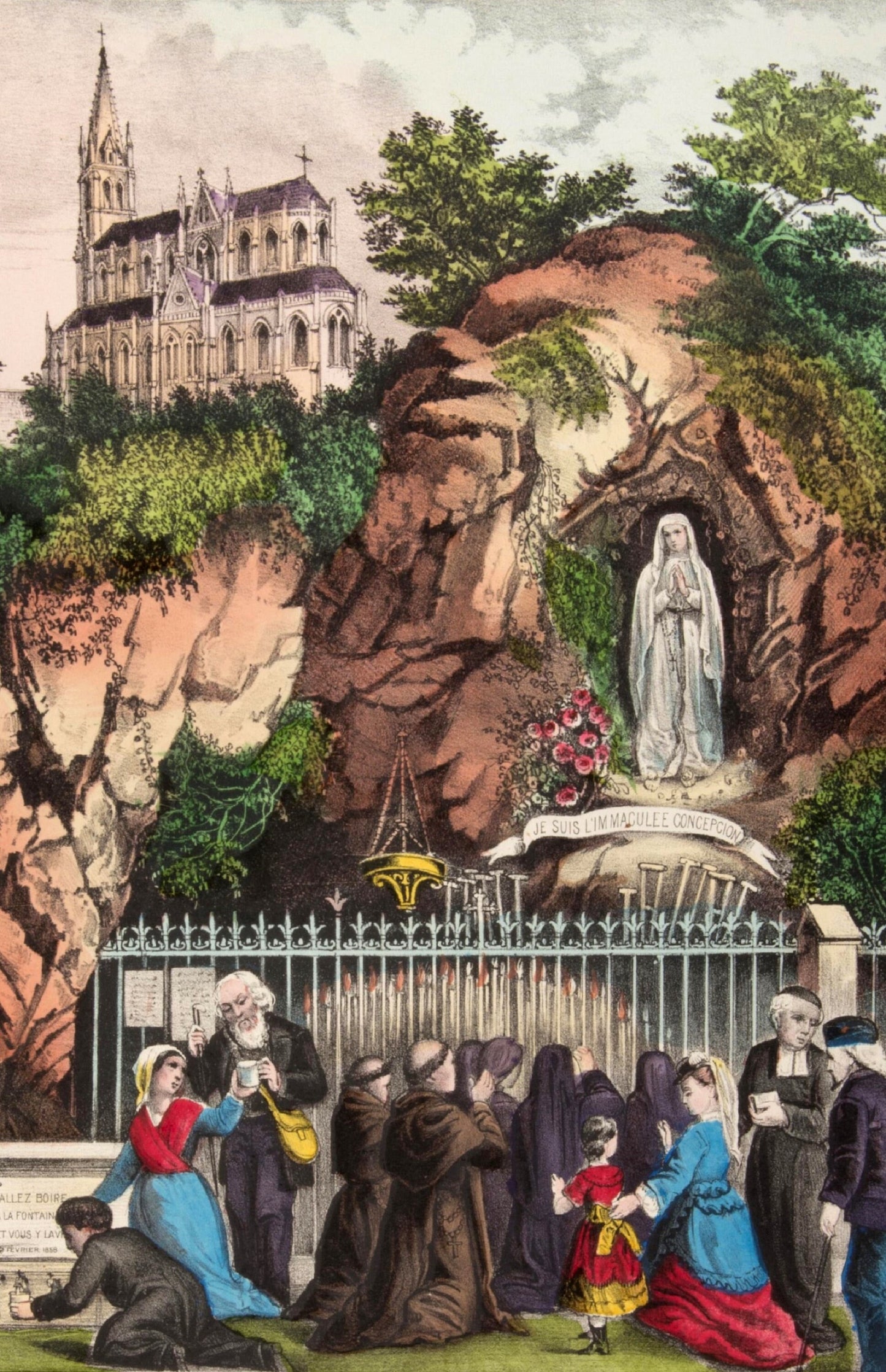 New! Currier & Ive's "Pilgrims to Lourdes" Holy Card – Healing Prayer – pack of 10/100/1000