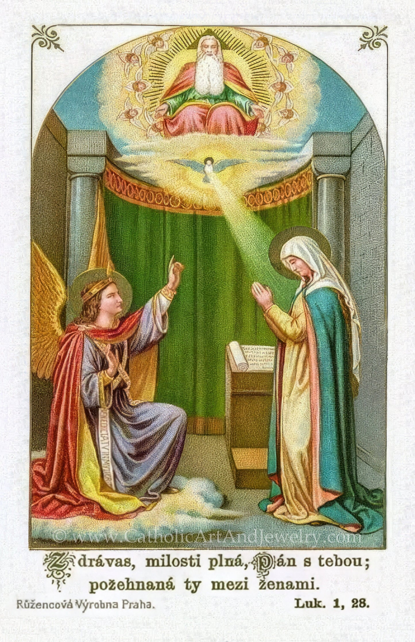 Holy Card – The Annunciation – From a 19th Century Czech Holy Card – pack of 10/100/1000 – Restored Vintage Holy Card