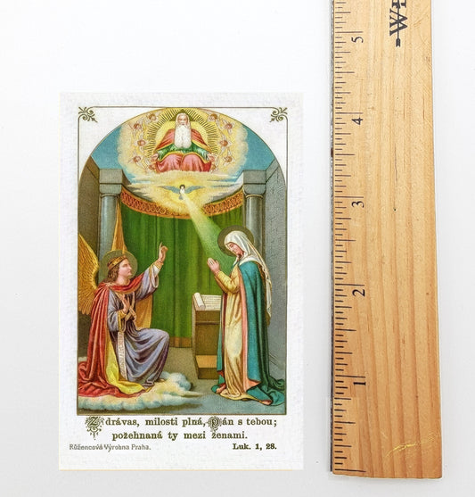 New! Holy Card – The Annunciation – From a 19th Century Czech Holy Card – pack of 10/100/1000 – Restored Vintage Holy Card