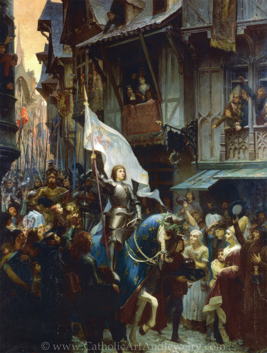 Joan of Arc Enters Orleans – by Jean Jacques Scherrer– Beautiful Catholic Artwork – Catholic Art Print – Archival Quality