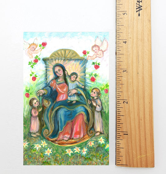 New! Our Lady of the Holy Rosary - Holy Cards – by Sue Kouma Johnson – pack of 10/100/1000