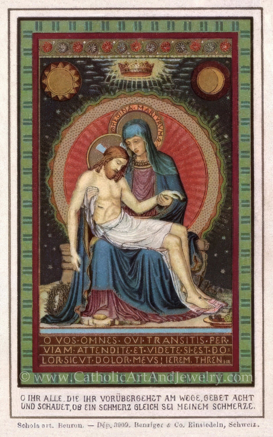 In Thanksgiving for His Sacrifice – Based on Beuron Art (Benedictine) Holy Card – Catholic Art Print – Archival Quality – Catholic Gift