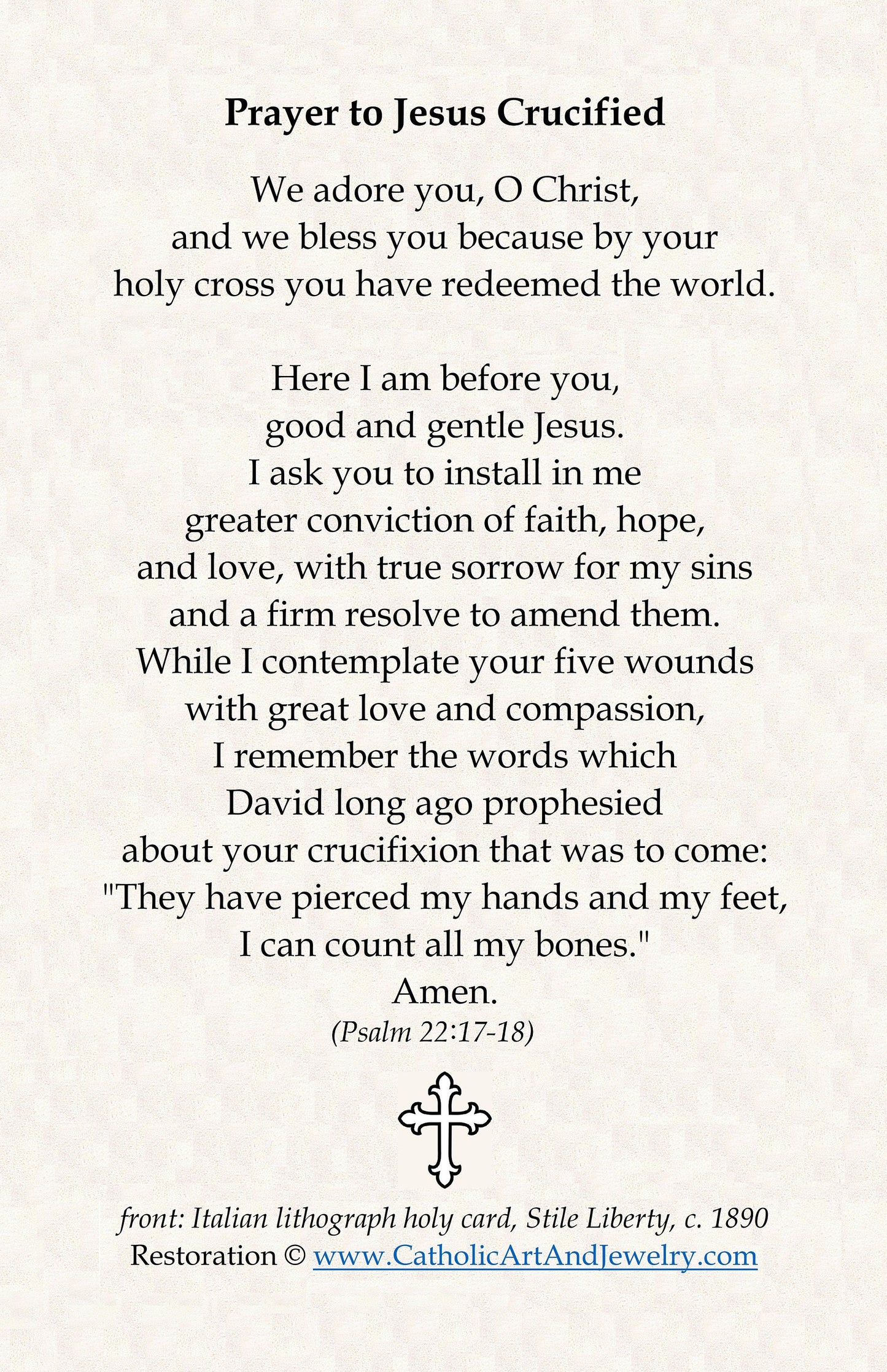 The Crucifixion of Our Lord Jesus Christ– Restored Vintage Holy Card – Beuron pack of 10/100/1000