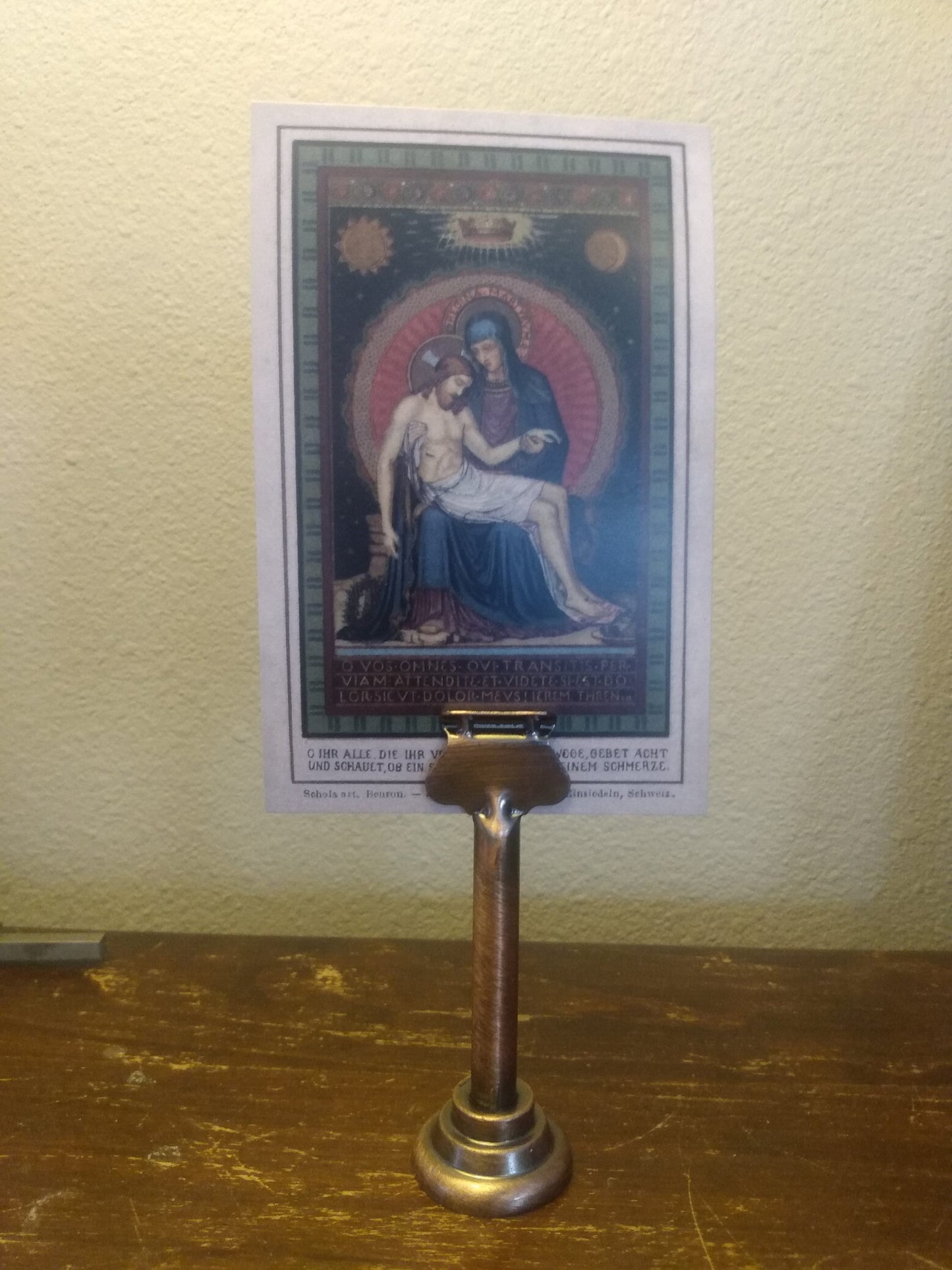 New! Holy Card Stand, Tall – 3" Stand Only – (Holy Card Not Included) – Copper-Colored Steel Stand to Display Holy Card