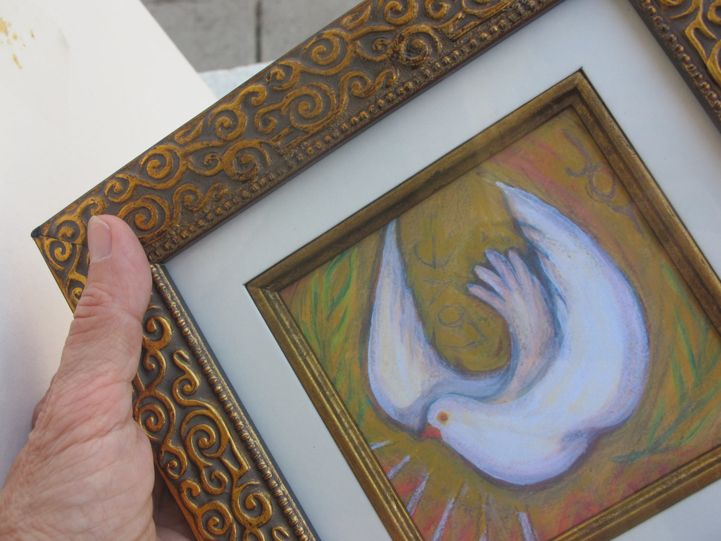 Holy Spirit Dove Print in Gold Frame